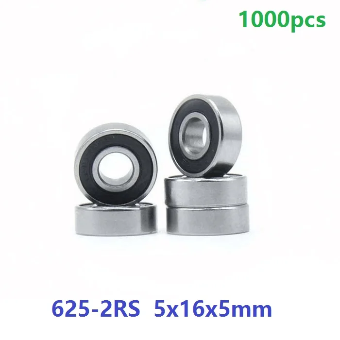 1000pcs/lot 625RS 625-2RS 625 RS 2RS Miniature ball bearings 5*16*5mm Deep Groove Ball bearing 5x16x5mm