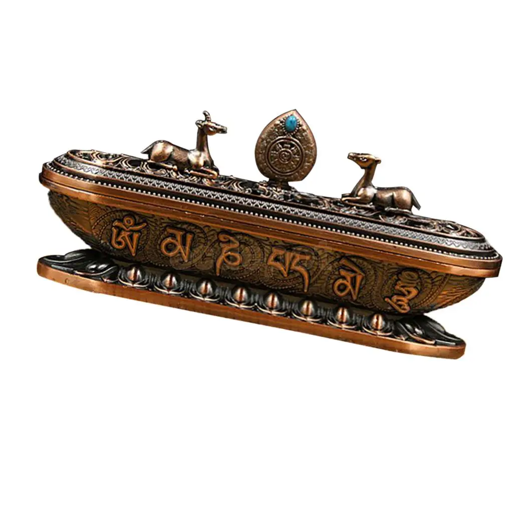 MagiDeal Chinese Style Alloy Incense Stick Holder Burning Joss Insence Insense Burner Box Ash Catchers