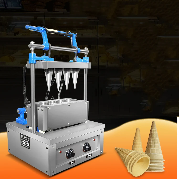 ماكينة صنع مخروط الآيس كريم الأوتوماتيكية ذات 4 رؤوس