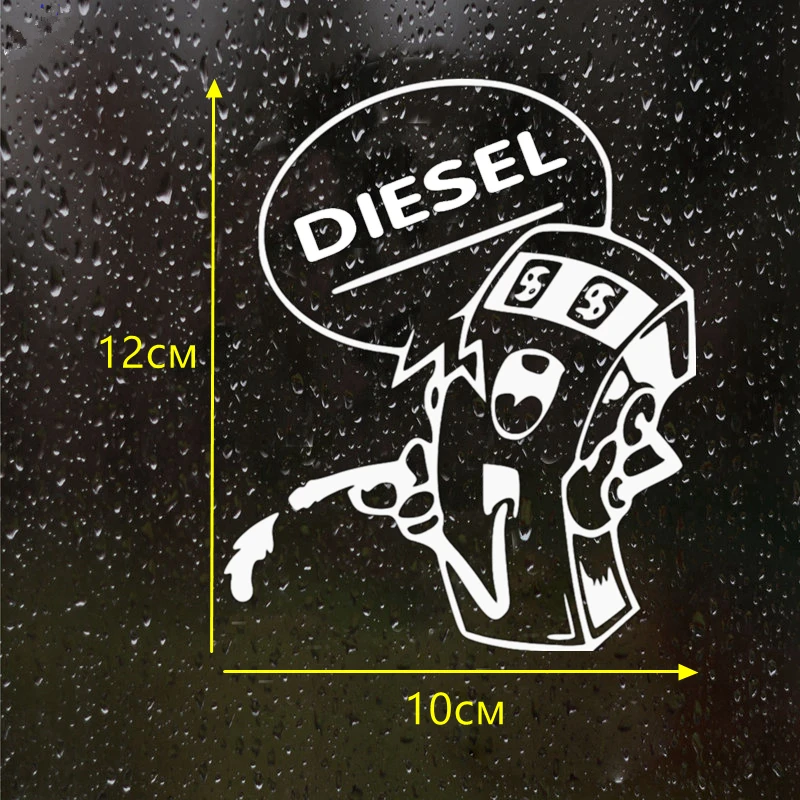 CS-312#12*10cm DIESEL funny car sticker and decal white/black vinyl fuel tank auto car stickers