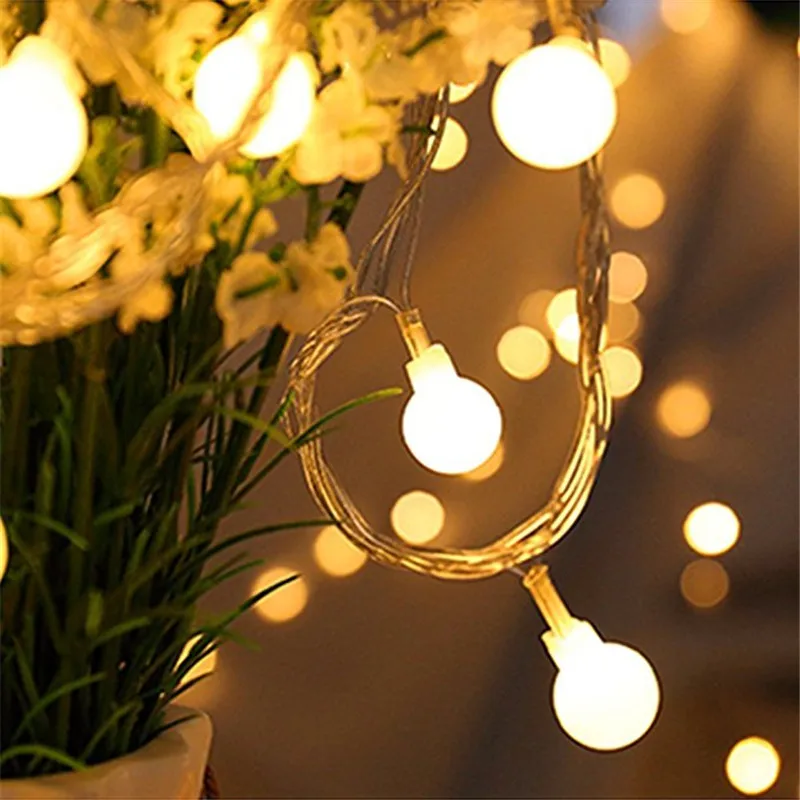 Linha de luzes de led, branco quente, 2m, 6m, 10m, esfera, bateria aa, novidade, iluminação mágica, festival, natal, casamento, decoração