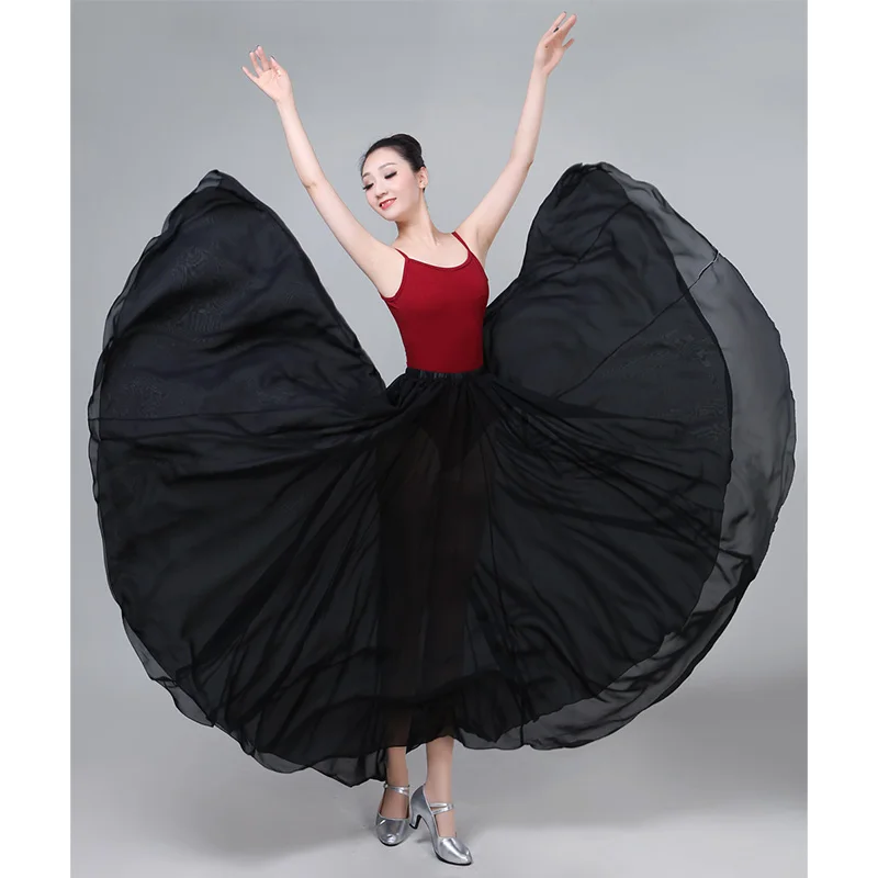 Lady Belly Dancing Skirt Dance Female Half-length Dress Big Swing Skirt Elegant Modern Dance Ballet Dance Practice Dress D0797