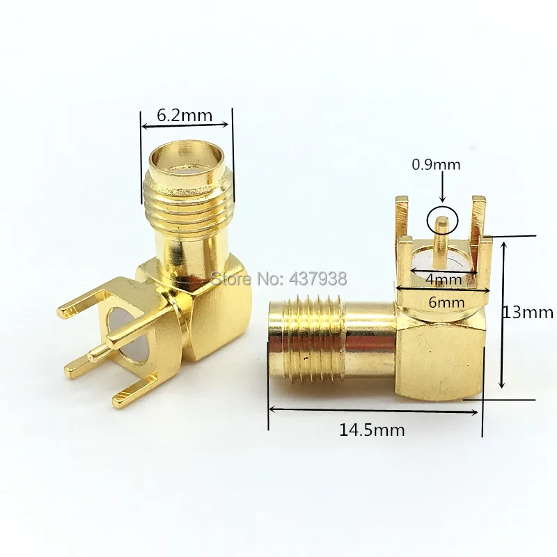 2/5/10pcs SMA female male Thru Hole plug Right Angle 90 DEGREE ( SMA-KWE ) PCB Mount connector RF adapter