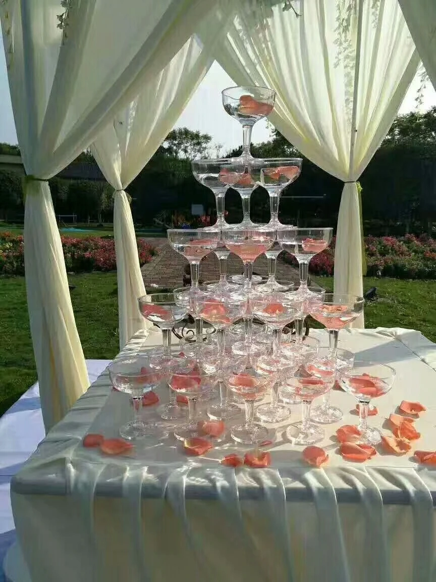 SPR  new triangle cup tower wedding props decoration acrylic plastic champagne cup 10pcs/lot wine cup party decorations