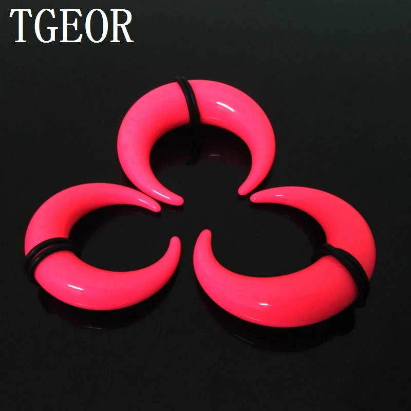 Fashion 1 pair mixed 3 gauges big size horseshoe ear expander acrylic piercing mixed solid color ear taper free shipping