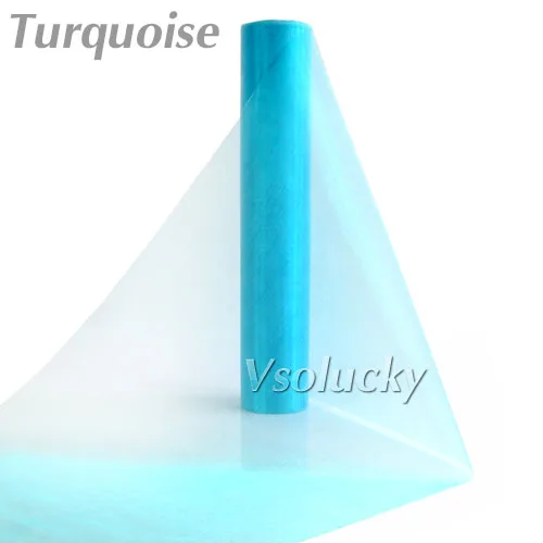 25M x 29CM Turquoise / Sky Blue Sheer Organza Roll Fabric DIY Wedding Party Chair Sash Bow Table Runner Swag Decor