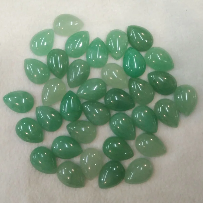 

Wholesale 50pcs 13x18mm high quality Natural green aventurine stone drop CABOCHON CAB teardrop Beads for jewelry making free