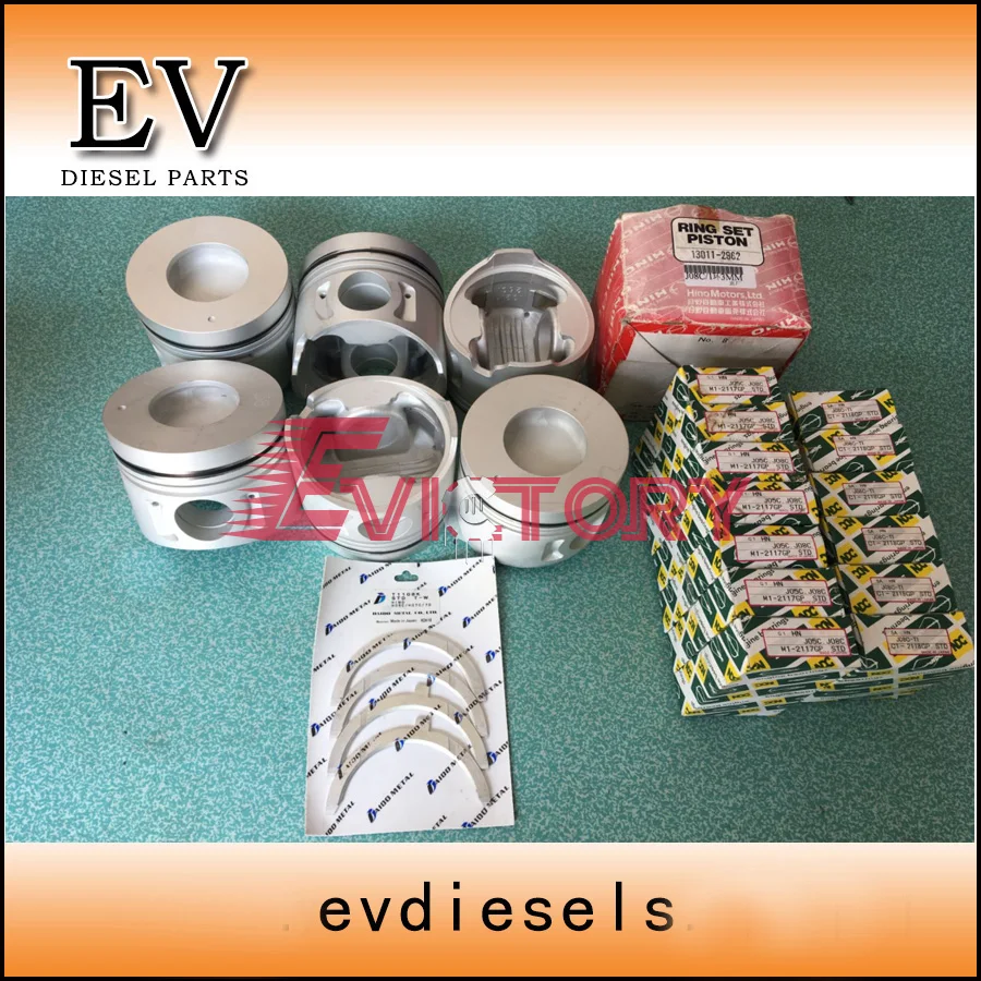 for Hino truck  Engine repair parts J08C J08CT piston and piston ring set and crankshaft bearing con rod bearing