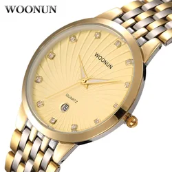 WOONUN orologi da uomo Top Brand Luxury Gold Watches Men Thin Case Diamond Watches For Men Gentleman Watch relogio masculino