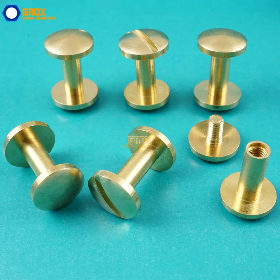 

50 Set 10*11mm Solid Brass Rivet Chicago Screw for Leather Craft Belt Wallet / Cambered