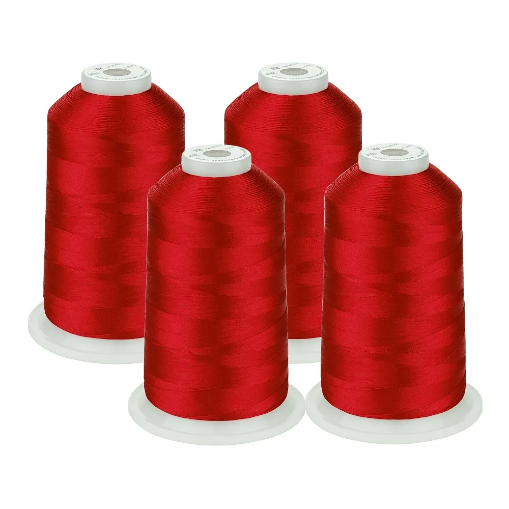 Simthread Embroidery Machine Thread 100% polyester HUGE Spool 5000 Meters 4 Colors Pack