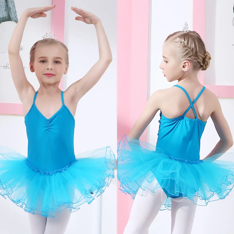 Kids Professional Ballet Tutu Dress, Ballroom Dancing Traje, Tule Dancewear, Collant de ginástica para meninas, Vestidos de dança