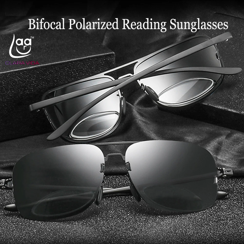 

CLARA Real Leesbril Bifocal Polarized Reading Sunglasses +0.75 +1 +1.5 +1.75 To +3.75 See Near And Far Retro Pilot Large Frame