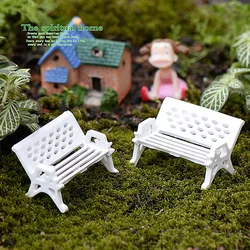 1 Pcs Cute Mini White Bench Fairy Doll Chairs Terrarium Moss Decor Figurines Garden Miniatures Micro Landscape Accessories