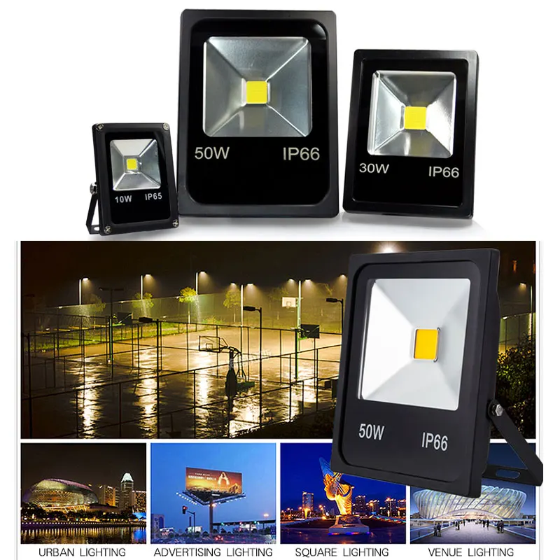 LED Floodlight IP65 20W 30W 50W 10W Waterproof Flood Light IP66 Reflector Lamp Smart IC 220V Led Exterior Spot Outdoor Light