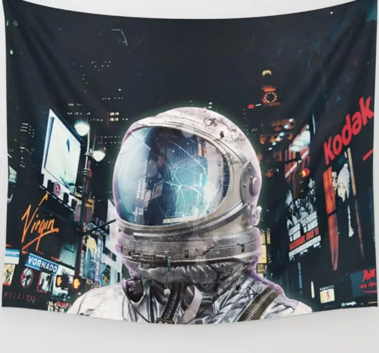 

Space Astronaut Tapestry Wall Hanging Art Banners Flags Bedroom Dorm Retro Spaceman Printed Canvas Picture