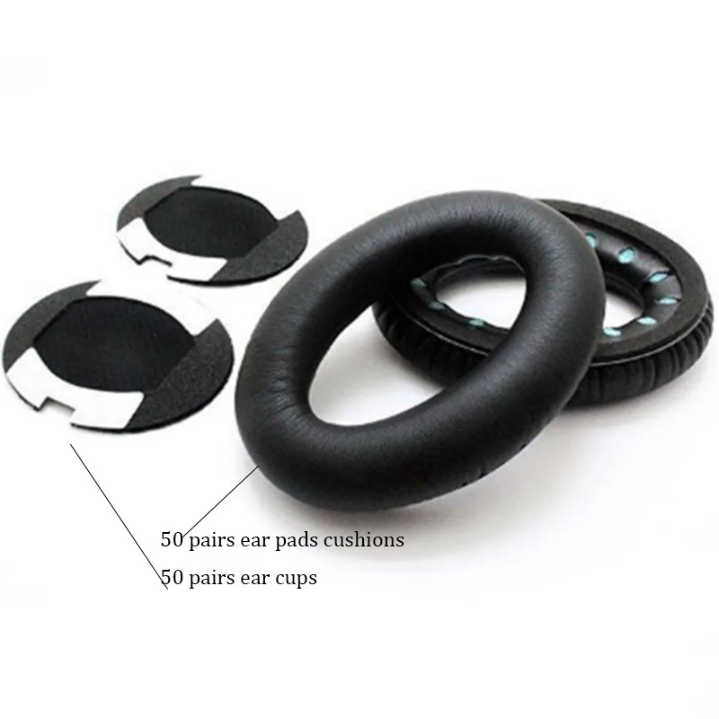 50 Pairs Soft Foam Earpads Ear Pad Cushion + 50 Pairs Ear Cup Foam Cover For Bose QC15 QC25 QC35 QC2 AE2 AE2i AE2w Headphones