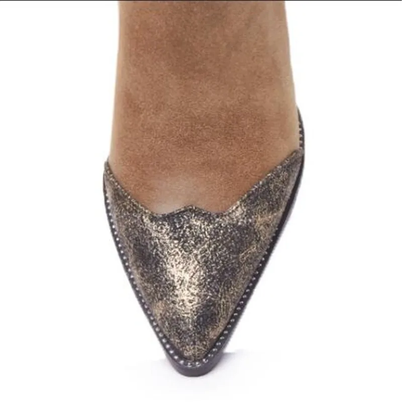 Autumn winter New style  fashion  British style Blue Patchwork Cusp High-heeled boots Cashmere Keep warm Women Boots34-48