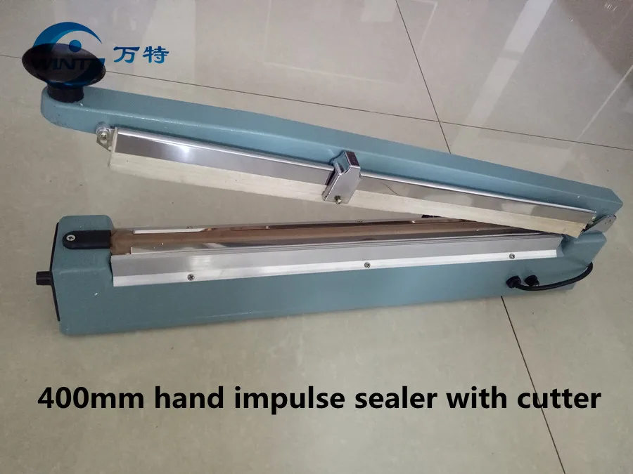 KS-400MM Hand Impulse Sealer With Cutter Handheld Heat Impulse Sealer Manual Sealing Machine Aluminum body For Plastic Bags