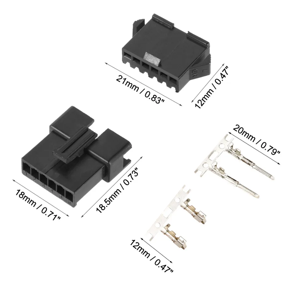 Uxcell 20 Pair Male Female JST-SM Replacement Housing Crimp Terminal Connector 2.54mm 2.5mm Pitch 5P 6P JST-SM Housing Connector