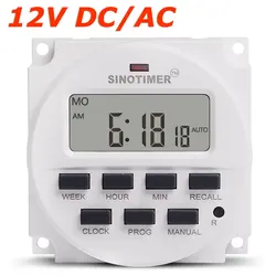 Timer digitale LCD da 1.598 pollici con grande DISPLAY 12V DC interruttore orario programmabile per 7 giorni con relè incorporato UL all'interno