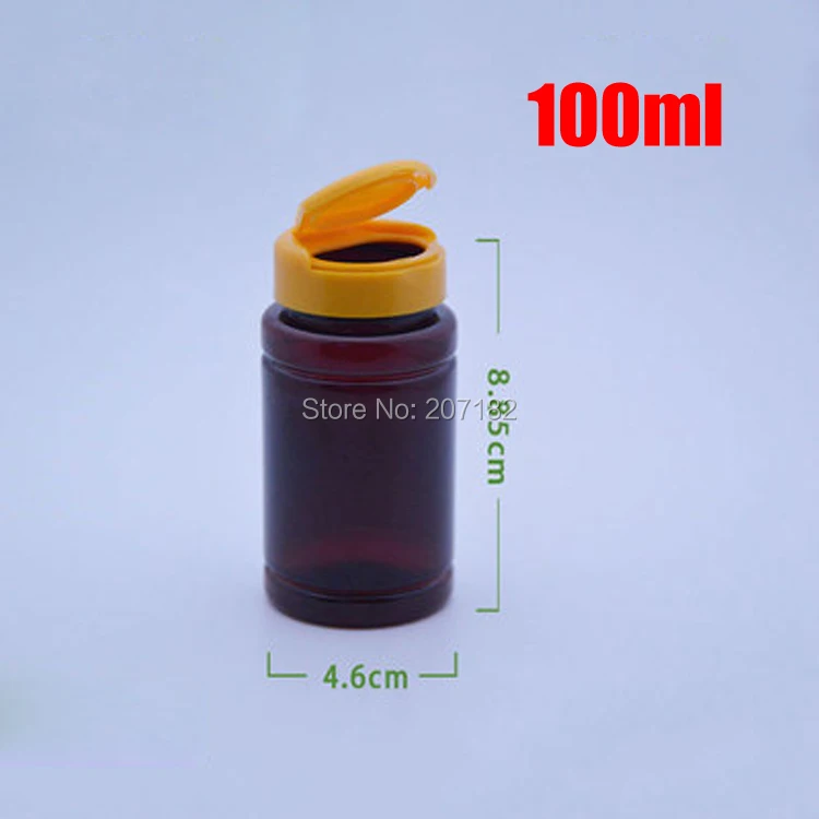 

100pcs 100ml Amber PET Flip Bottles,Capsules/Pills/Powder/Vitamin Plastic Bottles with Orange Cap