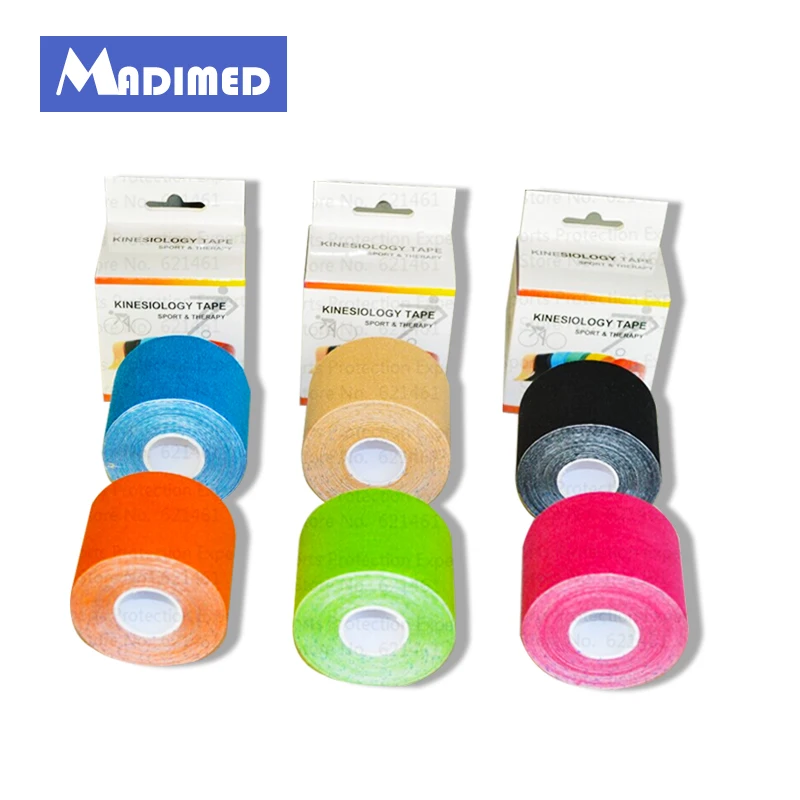 6rolls/lot High quanlity Synthetic Kinesiology Tape 5cm*5m Viscose rayon Kinesioshiny Tape for Athletes and Sports Safety