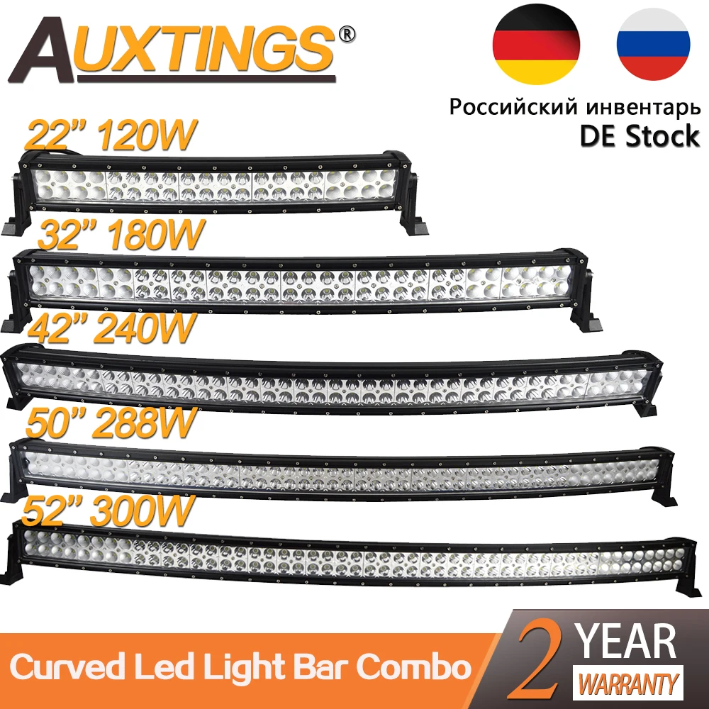 

Auxtings 21 32 42 50 52 Inch Curved Led Light Bar COMBO 120W 180W 240W 288W 300W Driving Offroad Car Truck 4x4 SUV ATV 12V 24V