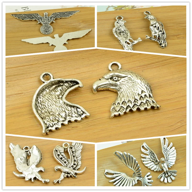 

eagle hawk accessories antique silver DIY alloy charm animal bird shape pendant bracelet necklace choker rock punk free shipping