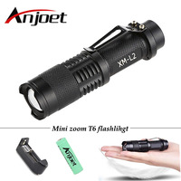 Anjoet SK98 waterproof XML L2 Led Zoomable Mini Flashlight Torch Adjustable 5 mode for 18650 battery High Power light Camping