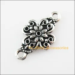 15Pcs Tibetan Silver Color Flowers Charms Pendants Connectors 13.5x25.5mm