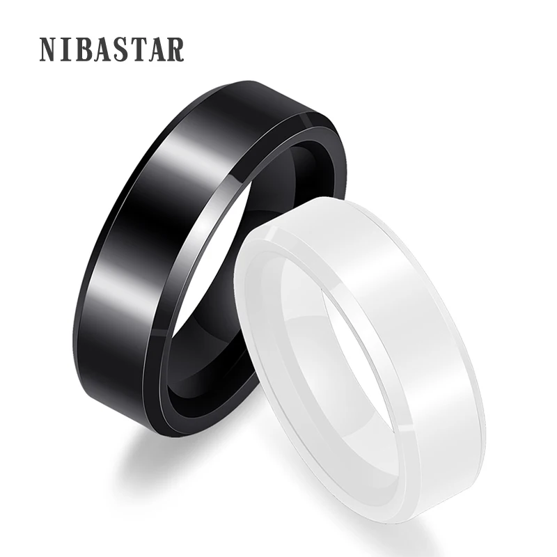 Neue 6mm Schwarz Weiß Schöne Glänzende Seite Keramik Ring Für Frauen Top Qualität Schmuck Ohne Kratzer Frau Ring