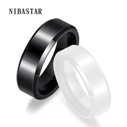 New 6mm Black White Beautiful Shiny Side Ceramic Ring For Women Top Quality Jewelry Without Scratches Woman Ring