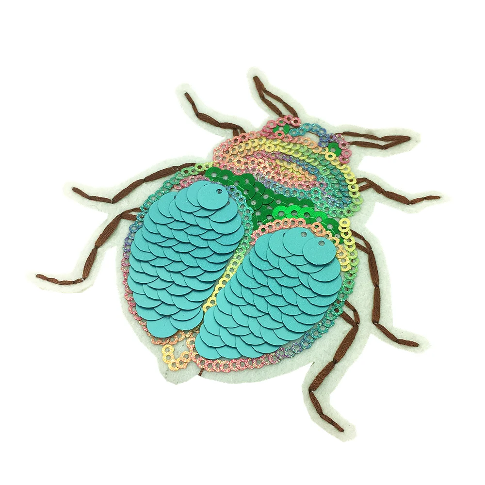5pc Beetle Sequin Embroidery Patch Bee Embroidered Applique Beaded Patches For Clothing Appliques Parches Bordados Ropa AC1418