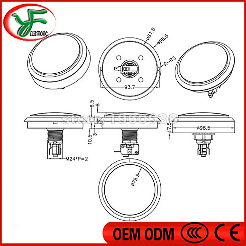 5PCS 100mm Push Button Arcade Led Start Button Micro Switch Momentary Illuminated 12v Power Button Switch