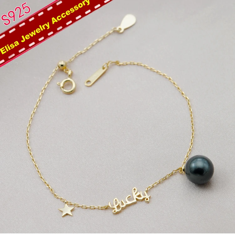 S925 Solid Silver Lucky Star Bracelet Findings Women DIY Pearl Adjustable Bracelet Jewelry Components Silver&Gold Color 3Pcs