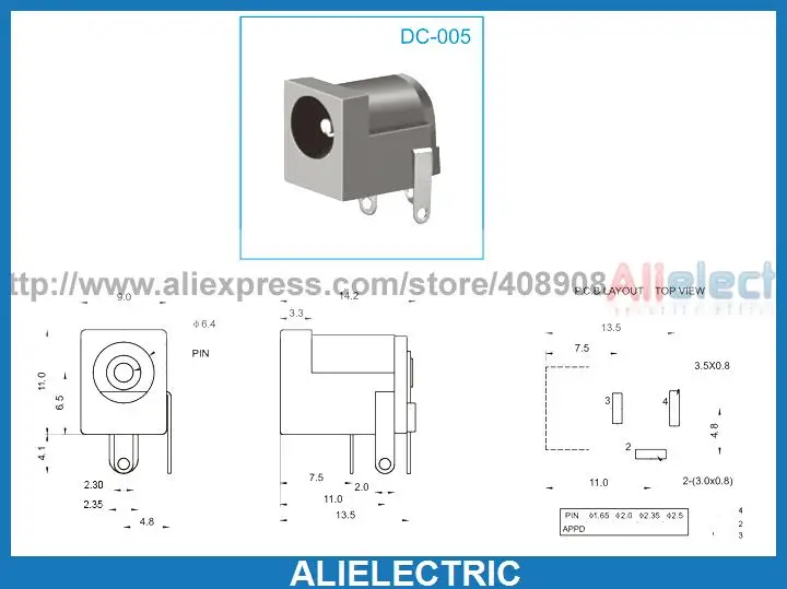 500pc 5.5 x 2.1 mm DC Plug 5.5 x 2.5 mm DC Power Socket