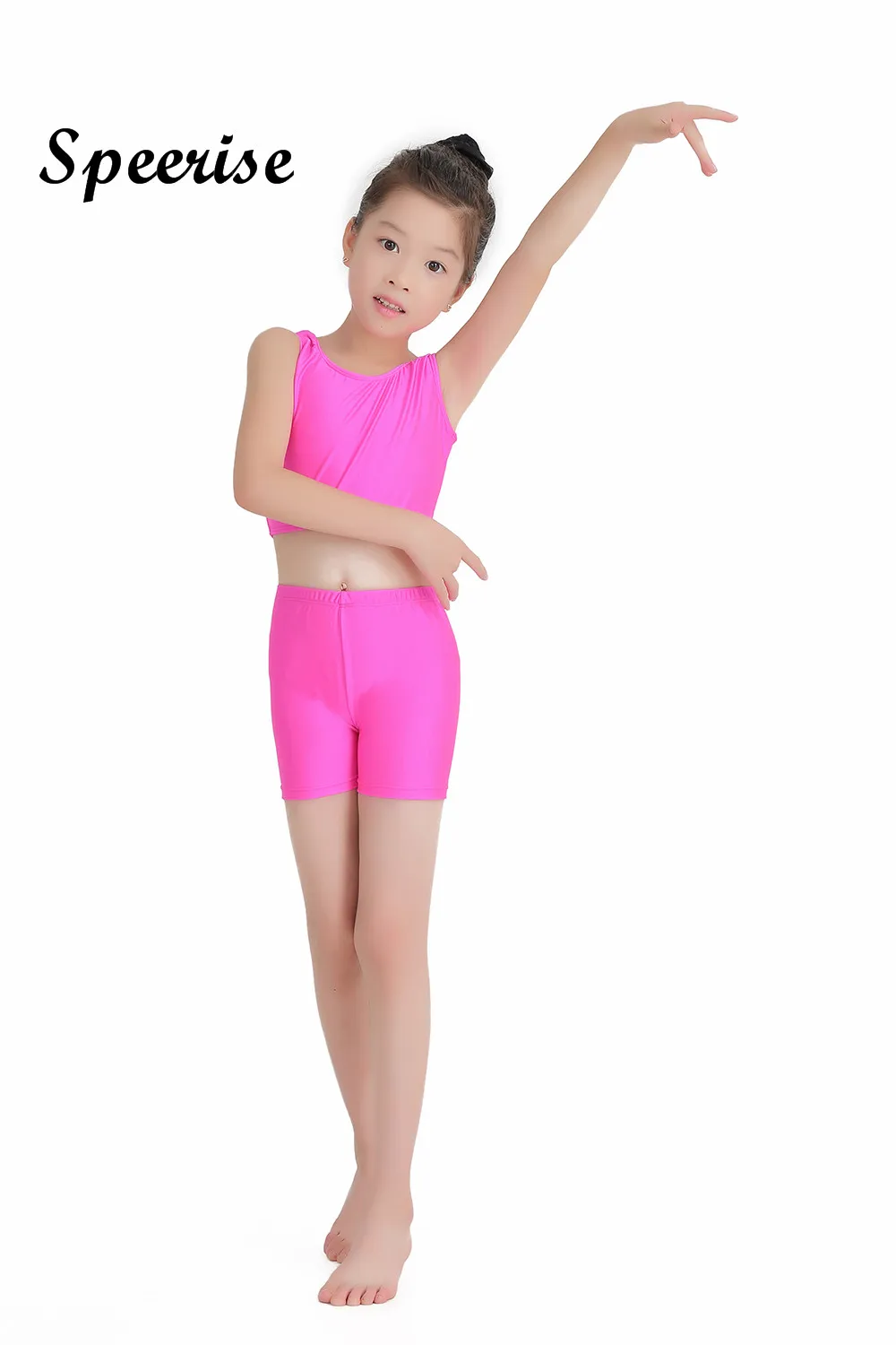 Speerise-Haut et short de danse Aqprecious pour filles, ensemble de vêtements de sport, costume de batterie en spandex, olympiques de ballet, 2