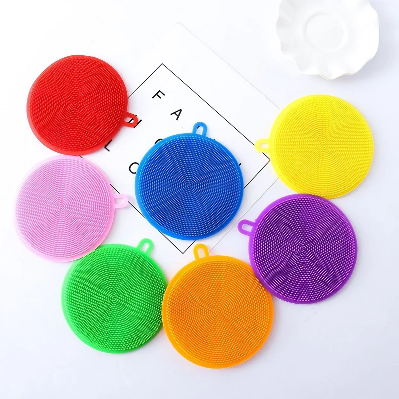 

Silicone Sponge Dish Washing Brush Scrubber Food-Grade Antibacterial BPA Free Multipurpose Non Stick Cleaning Brush W8866