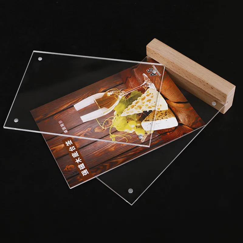 A6 Da Tavolo in Acrilico Tenda Menu Segno Del Basamento Del Supporto Double Sided Fondo di Carico Display Da tavolo Stand Ritratto di Stile Menu