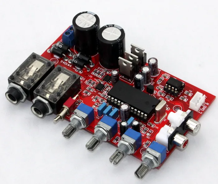 

YJ0026 NE5532 + M65831AP KaraoKe Preamp reverberation amplifier board dual Microphone volume adjustment