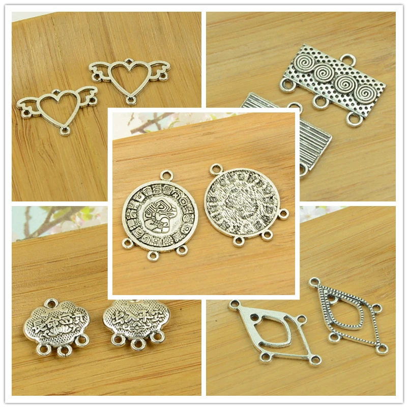 

4/four holes connector carved vintage necklace chain pendant antique silver jewelry accessories findings bracelet necklace bead