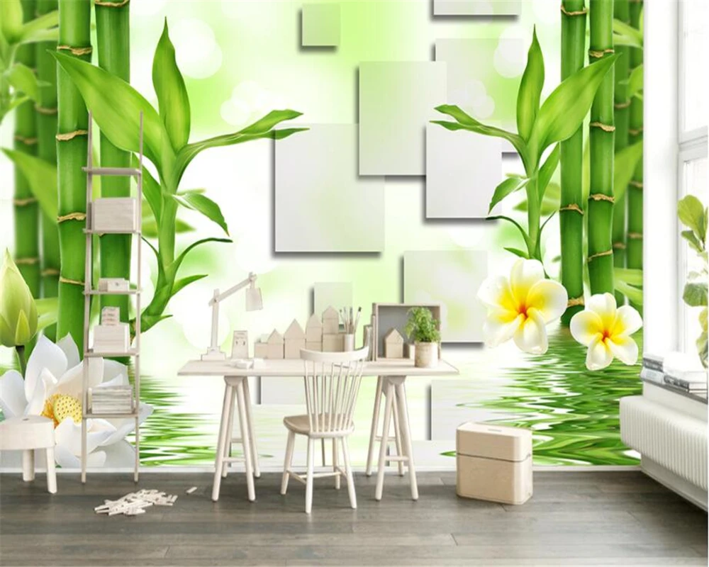 

Custom Wallpaper Stereo Water Bamboo Lotus Flower Egg Flower TV Sofa Background Wall mural living room 3d wallpaper Beibehang