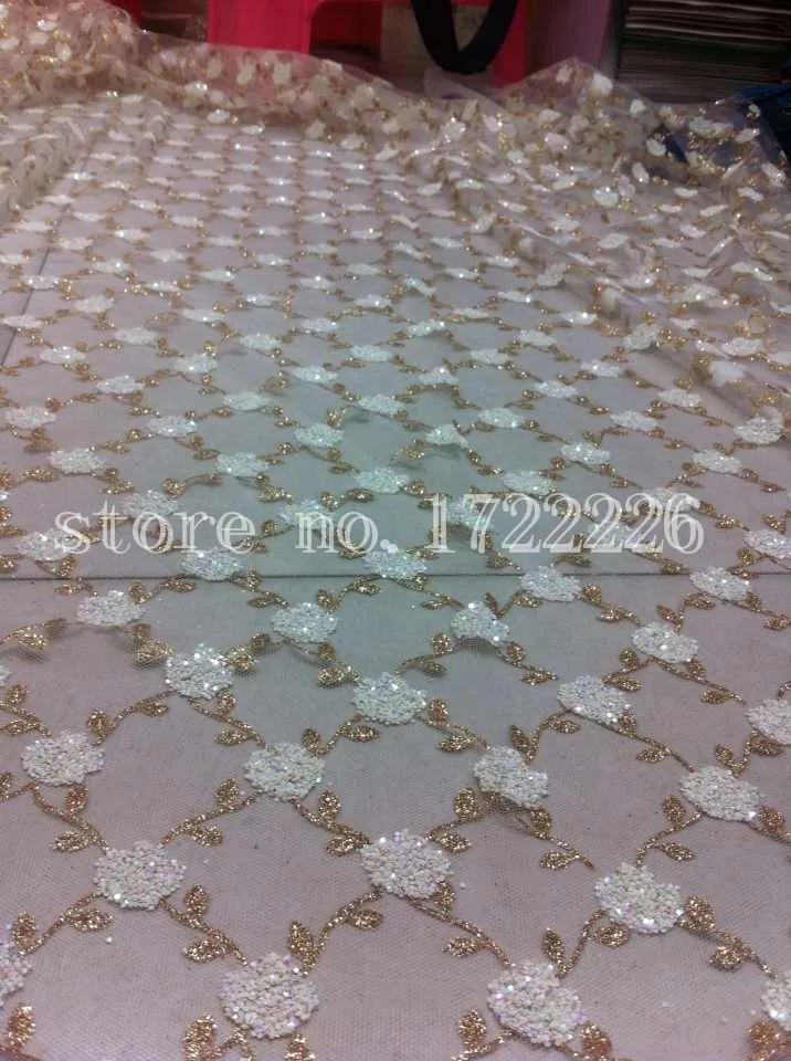 

golden rose cross lace elegant shining lovely sequin lace flower hand print for lady sawing/wedding dress/veil,send by dhl