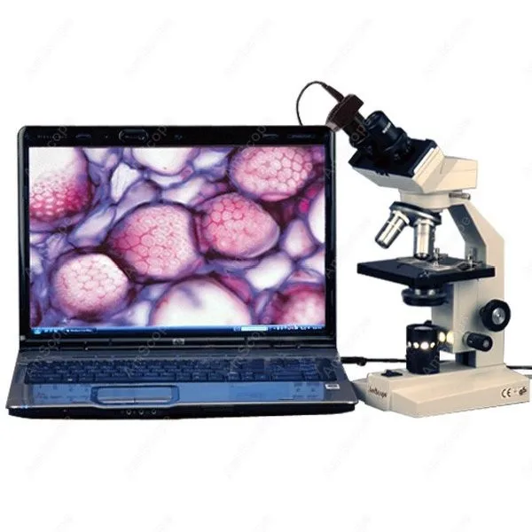 Vet High Power Binocular Microscope--AmScope Supplies 40X-2000X Vet High Power Binocular Microscope + 3MP Camera