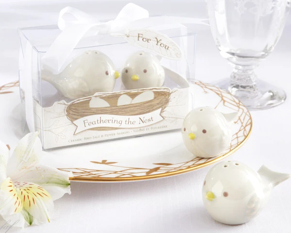 

(20Pcs/lot=10Sets) Baby Decoration Gift of Feathering the Nest Ceramic Birds Salt & Pepper Shakers Baby Favors Birthday Gift