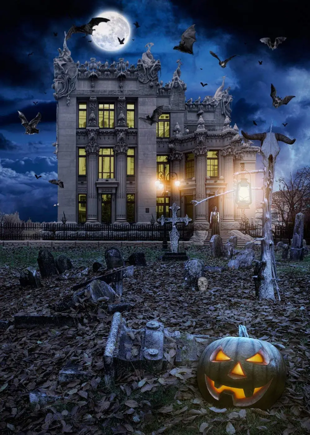 Capisco halloween backdrop cemetery Gloomy Afraid Darkness Haunted house background newborn original design for photo studio