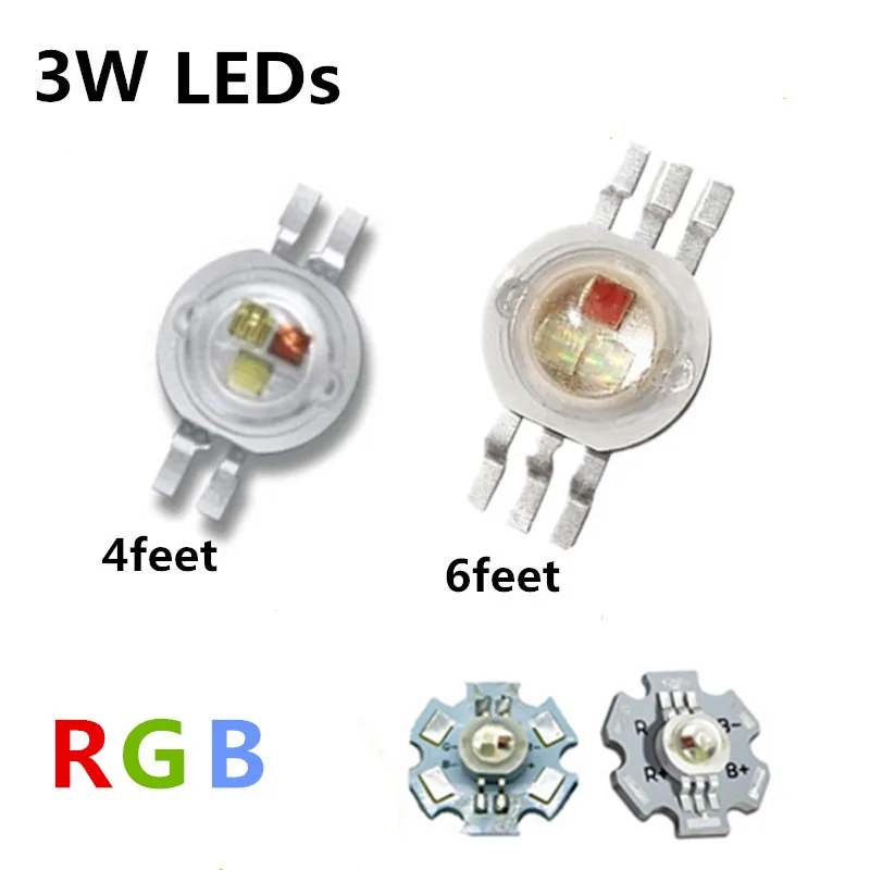 High Power LED Chip 3W RGB LED COB Beads 3 W Light Lamp 4pin/ 6 pin Full Color Red Green Blue For DIY LED Floodlight Spotlight