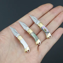 Beautiful Shell Necklace Folding Blade Knife Mini Pocket Wallet Keychain Knives Survival EDC Tool Cutter Peeler Christmas Gift