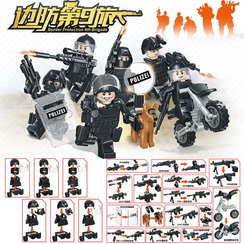 DIY Mini Speelgoedpistool Assembleren Blok Zandtafel van kinderen Militaire Basis Soldaat Pak Strijdkrachten Model Oorlogsspel voor Kid Gift